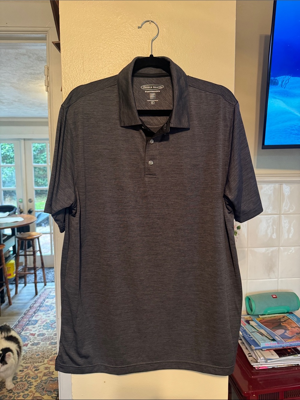 PEBBLE BEACH Men's Charcoal Heather Polo Shirt size Large
